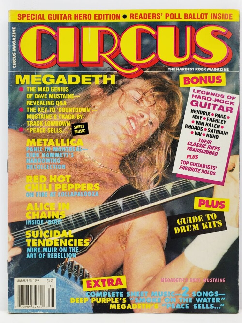 Circus Magazine VTG 1992 Megadeth Metallica Alice in Chains Suicidal Tendencies